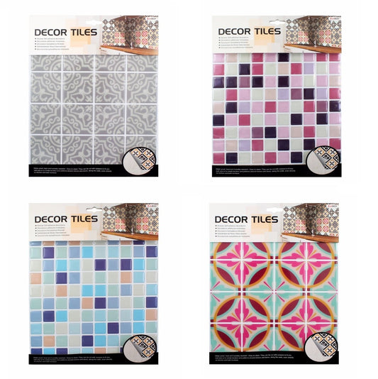 Pack of 4 - Random Design & Color Mosaic Traditional Tiles Stickers for Bathroom & Kitchen - Techmanistan in Pakistan