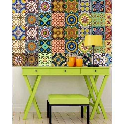 Pack Of 48 - Traditional Talavera Tiles Stickers For Bathroom & Kitchen - 6 X 6 Inches - Techmanistan in Pakistan