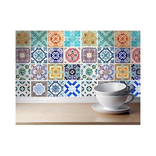 Pack Of 48 - Traditional Talavera Tiles Stickers For Bathroom & Kitchen - 6 X 6 Inches - Techmanistan in Pakistan