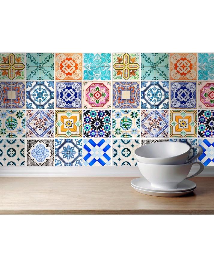 Pack Of 48 - Traditional Talavera Tiles Stickers For Bathroom & Kitchen - Techmanistan in Pakistan