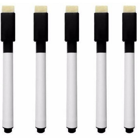 Pack of 5 ? Black Inked Whiteboard Marker with Eraser - Techmanistan