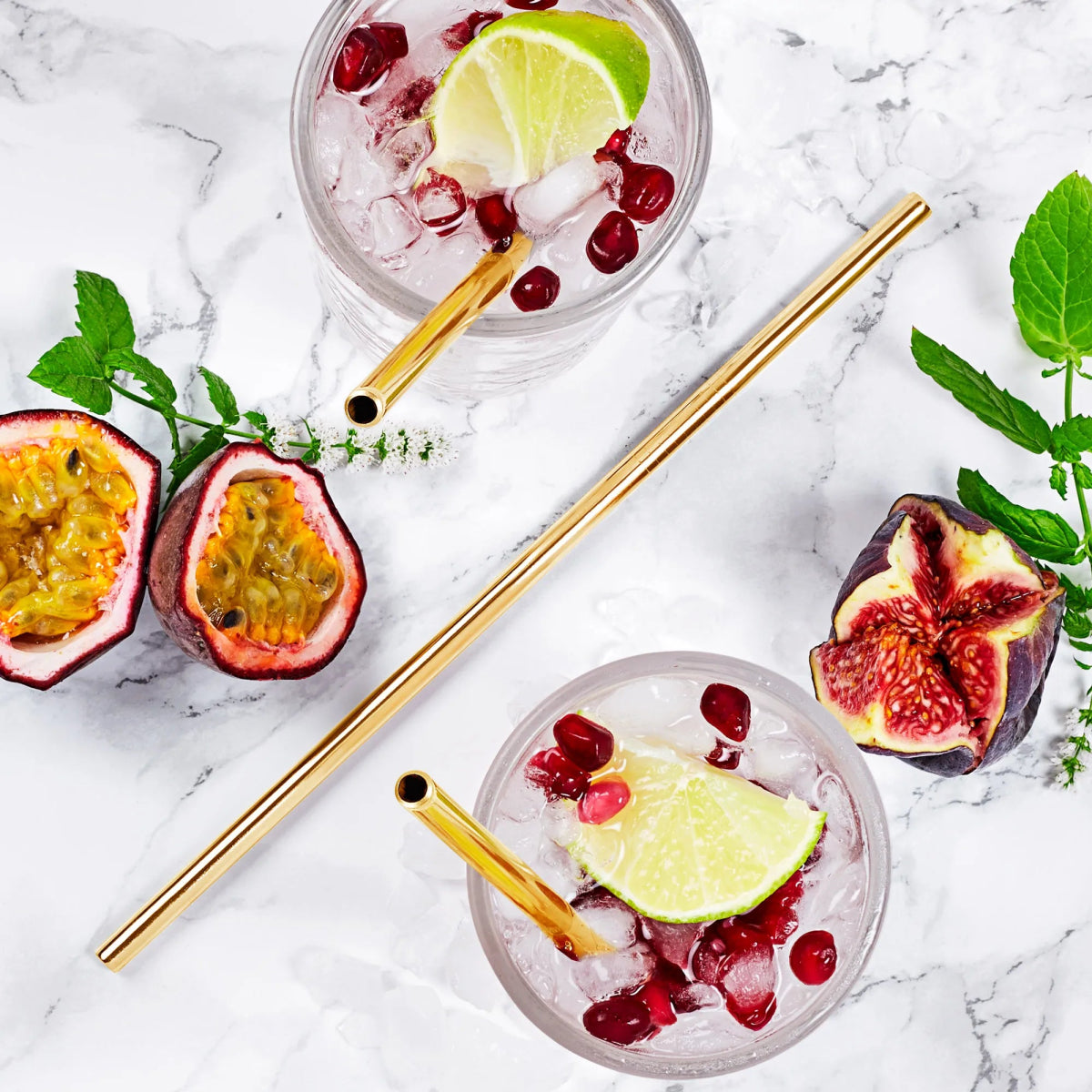 Pack of 5 - Different Diameters Stainless Steel Reusable Drinking Straws With Cleaning Brush - Techmanistan in Pakistan