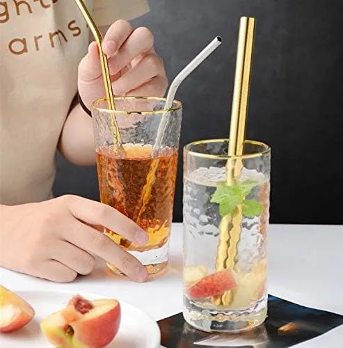 Pack of 5 - Different Diameters Stainless Steel Reusable Drinking Straws With Cleaning Brush - Techmanistan in Pakistan