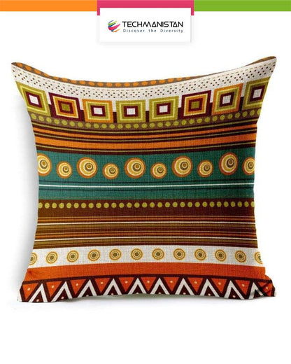 Pack Of 5 - Ethnic Design Cushions - Multicolor cushion covers Without Filling, Cushioncover for Sofa Designer Fancy Geometric pillows printed set - Techmanistan in Pakistan