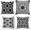 Pack of 5 - Random Design Black & White Geometric Cushion Covers, Throw Pillow, Decorative Case, Without Filling - Techmanistan in Pakistan