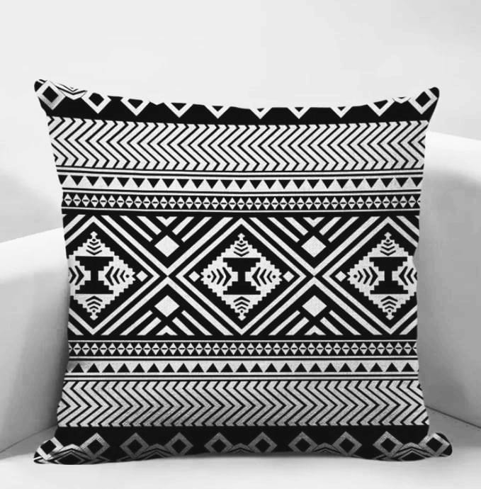 Pack of 5 - Random Design Black & White Geometric Cushion Covers, Throw Pillow, Decorative Case, Without Filling - Techmanistan in Pakistan