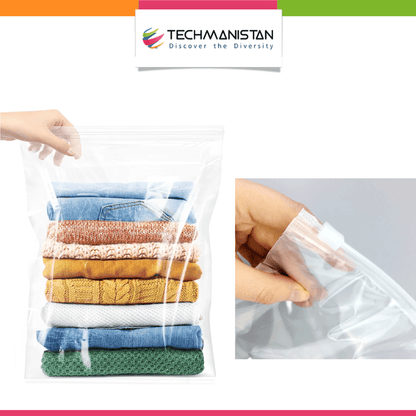 Pack of 50 - 9x8.5inch Zipper Poly Bags - Techmanistan in Pakistan