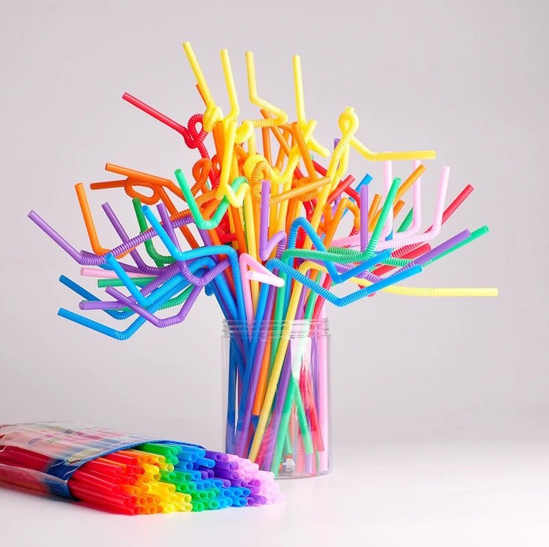 Pack of 50 Multicolored Flexible Straws - Extra Long Bendy Party Straws - Techmanistan in Pakistan