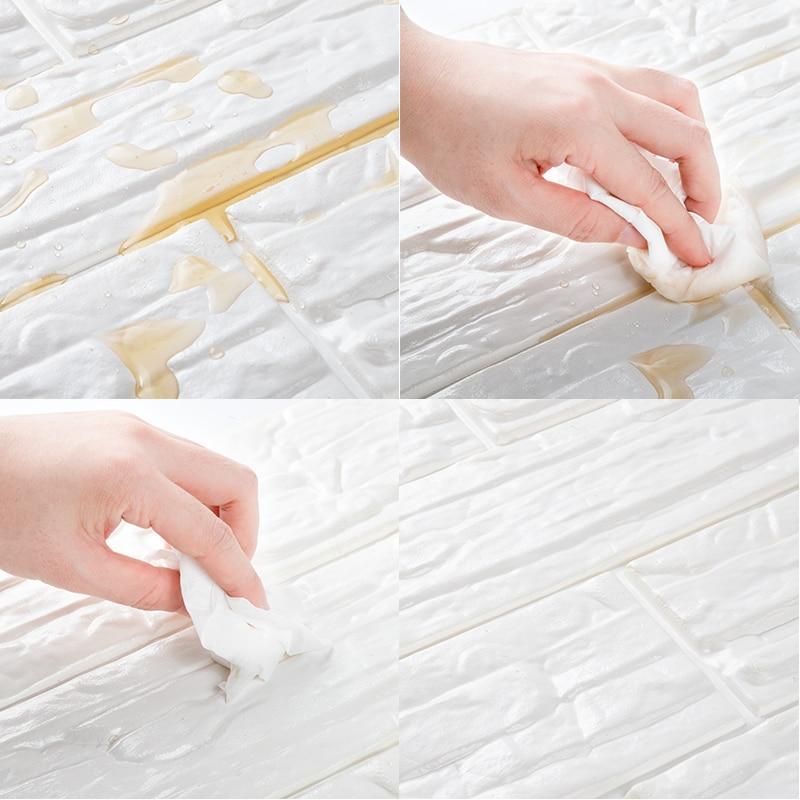 Pack of 6 - 3D Brick Wall Sticker Self - Adhesive Foam Wallpaper Panels - Techmanistan in Pakistan