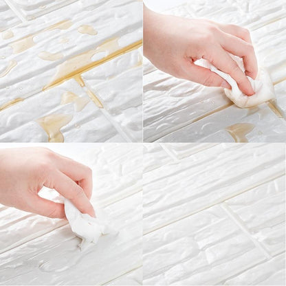 Pack of 6 - 3D Brick Wall Sticker Self - Adhesive Foam Wallpaper Panels - Techmanistan in Pakistan