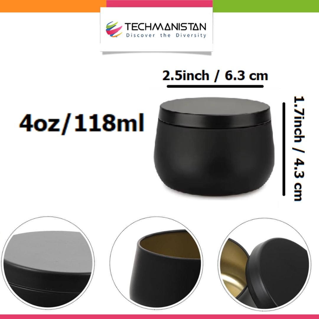 Pack of 6 - Multipurposed Empty Candle Tins - Techmanistan in Pakistan