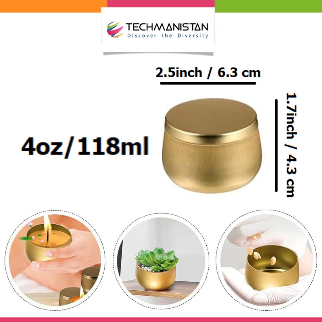 Pack of 6 - Multipurposed Empty Tins, Candle Tins - Techmanistan in Pakistan