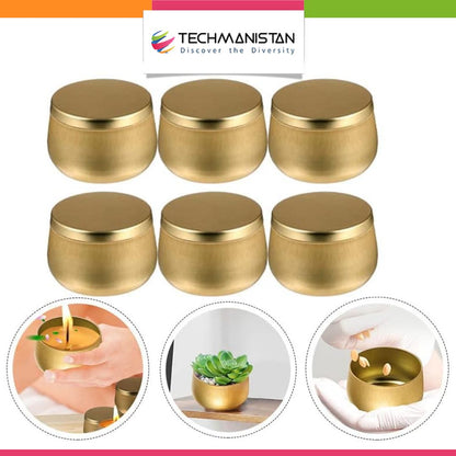 Pack of 6 - Multipurposed Empty Tins, Candle Tins - Techmanistan in Pakistan