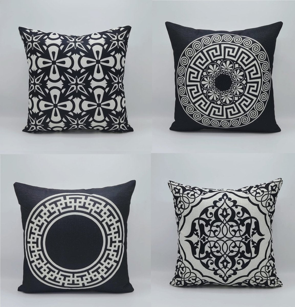 Pack of 6 - Random Design Black & White Geometric Cushion Covers, Throw Pillow, Decorative Case, Without Filling, Bedroom - Techmanistan in Pakistan