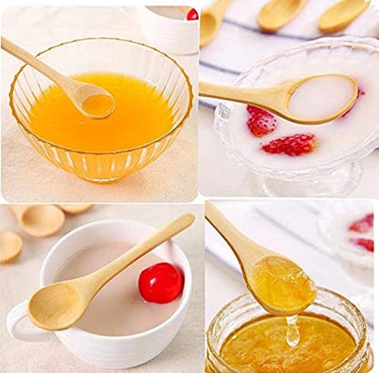 Pack of 6 - Small Bamboo Wooden Spoons Oval Head Small Solid Bamboo Honey Teaspoon - Techmanistan in Pakistan