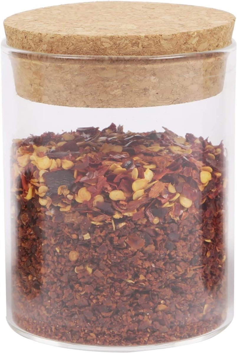 Pack of 6 - Small Glass Food Jar with Cork Lid and Airtight Sealing, Little Clear Canister Jar for Kitchen Storage, Mini Cork Bottle - Techmanistan in Pakistan