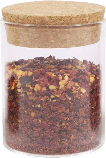 Pack of 6 - Small Glass Food Jar with Cork Lid and Airtight Sealing, Little Clear Canister Jar for Kitchen Storage, Mini Cork Bottle - Techmanistan in Pakistan