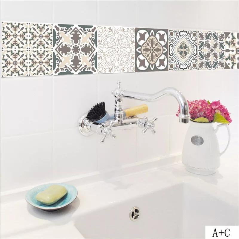 Pack of 6 - Waterproof and Heat Resistant Tiles Stickers for Bathroom & Kitchen - 10x10 inches - Techmanistan in Pakistan