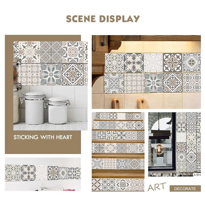 Pack of 6 - Waterproof and Heat Resistant Tiles Stickers for Bathroom & Kitchen - 10x10 inches - Techmanistan in Pakistan