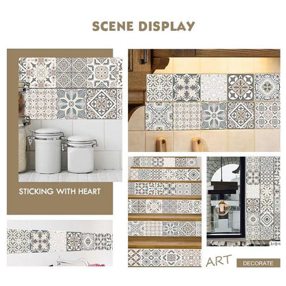 Pack of 6 - Waterproof and Heat Resistant Tiles Stickers for Bathroom & Kitchen - 10x10 inches - Techmanistan in Pakistan