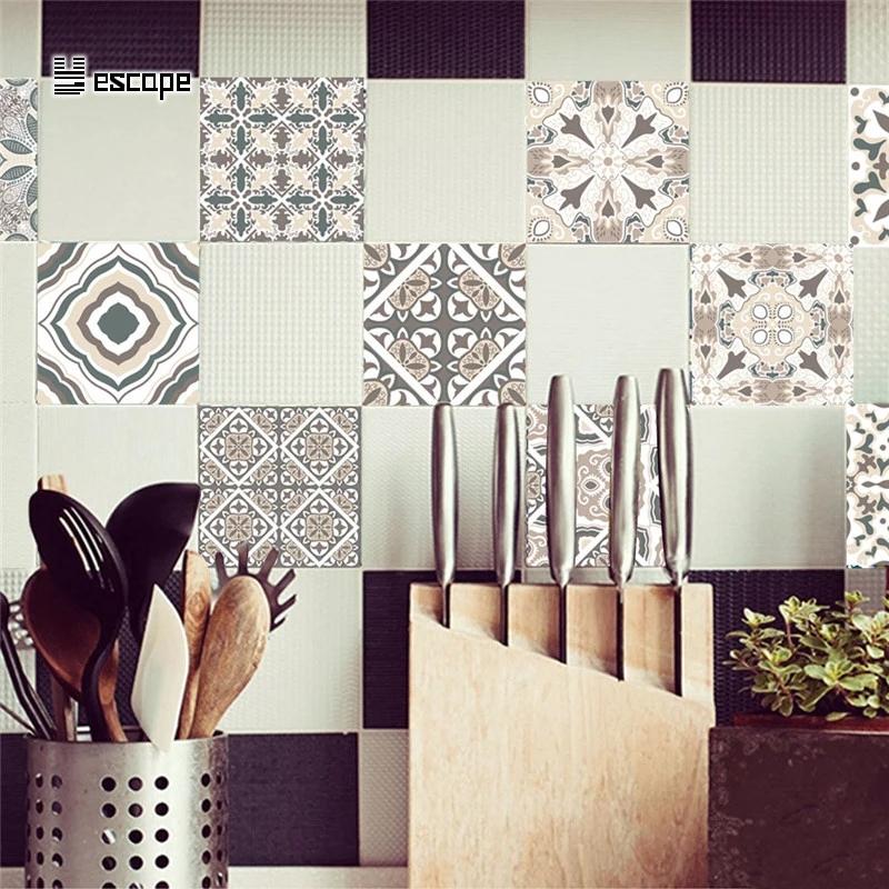 Pack of 6 - Waterproof and Heat Resistant Tiles Stickers for Bathroom & Kitchen - 10x10 inches - Techmanistan in Pakistan