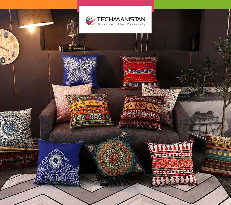 Pack Of 9 Ethnic Design African Geometric Cushions Without Filling, Cushions For Sofa, Printed Cushion Covers For Sofa, Fancy Cushion Covers For Bed, Sofa Pillow Covers, Sofa Cushion Set, Cushion Covers 4 Piece Set Without Filling - Techmanistan in Pakistan