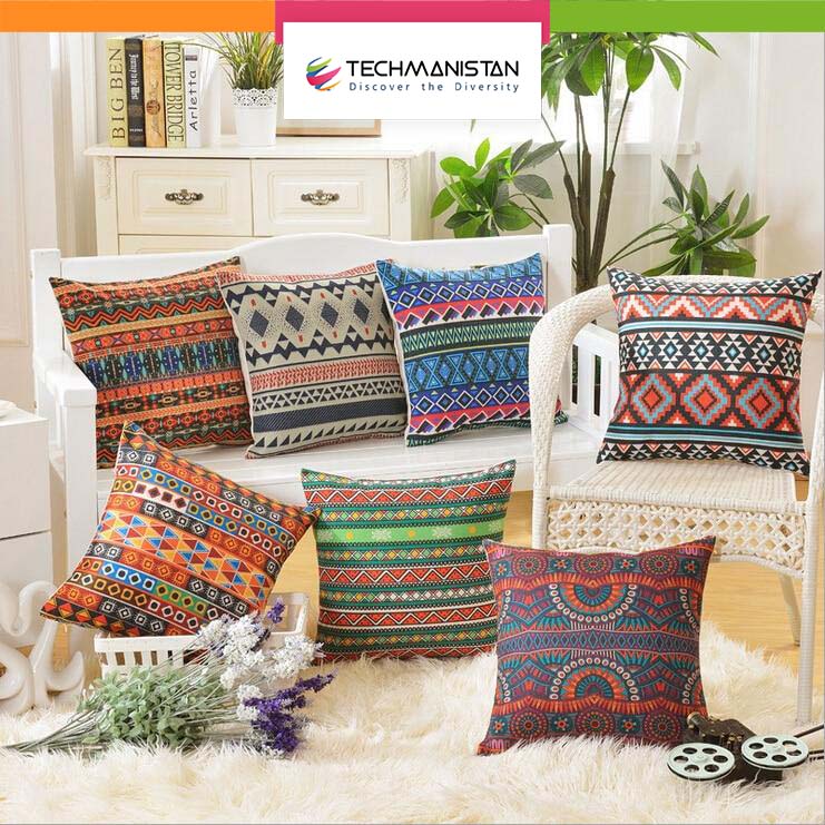 Pack Of 9 Ethnic Design African Geometric Cushions Without Filling, Cushions For Sofa, Printed Cushion Covers For Sofa, Fancy Cushion Covers For Bed, Sofa Pillow Covers, Sofa Cushion Set, Cushion Covers 4 Piece Set Without Filling - Techmanistan in Pakistan