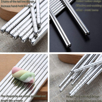 Pair of 5 - SUS 304 Stainless Steel Chopsticks - Techmanistan in Pakistan