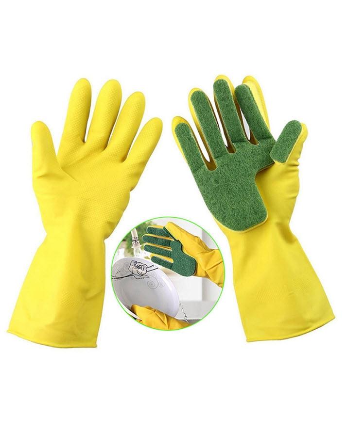 Pair of Sponge Fingers Cleaning Gloves for Dishwashing - Techmanistan in Pakistan