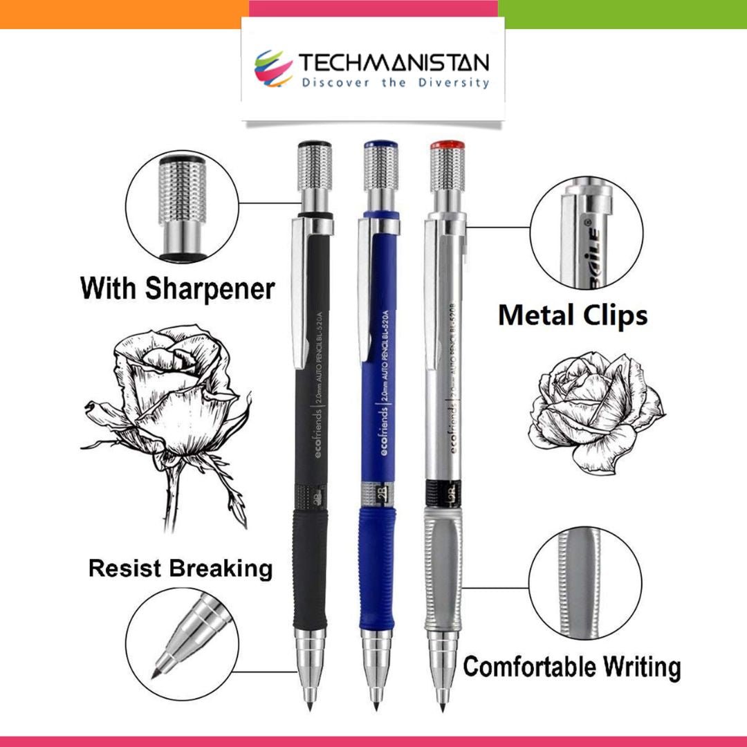 Plastic Body 2mm Mechanical Pencil Clutch Pencil - Techmanistan in Pakistan