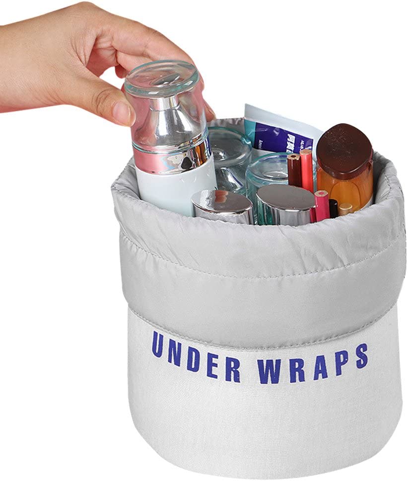 Polyester Travel Toiletry Bag - Barrell Shaped Cosmetic Makeup Bag Make Up Case Pouch - Techmanistan in Pakistan