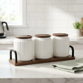 Ceramic Seasoning Jar Set with Wooden Tray