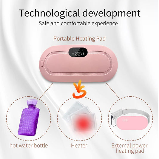 Portable Cordless Heating Pad for Menstrual Cramps Relief | 3 - Temperature & 4 - Massage Modes | Stomach & Back Pain Relief Device for Women - Techmanistan in Pakistan