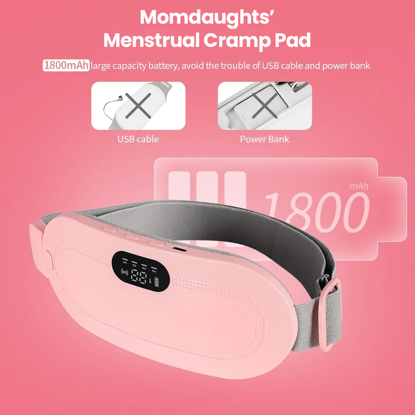 Portable Cordless Heating Pad for Menstrual Cramps Relief | 3 - Temperature & 4 - Massage Modes | Stomach & Back Pain Relief Device for Women - Techmanistan in Pakistan