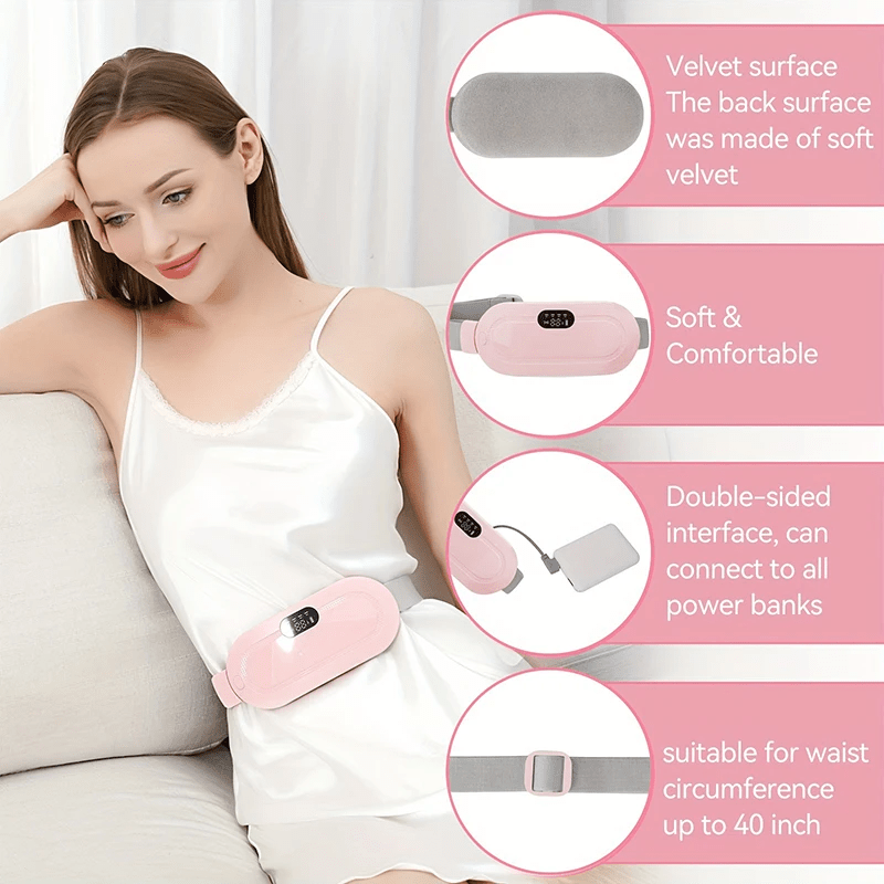 Portable Cordless Heating Pad for Menstrual Cramps Relief | 3 - Temperature & 4 - Massage Modes | Stomach & Back Pain Relief Device for Women - Techmanistan in Pakistan