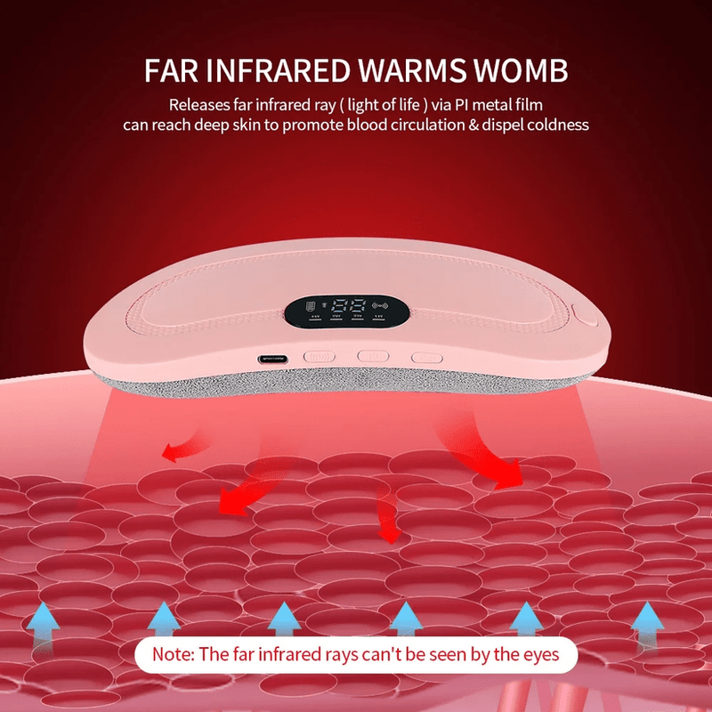 Portable Cordless Heating Pad for Menstrual Cramps Relief | 3 - Temperature & 4 - Massage Modes | Stomach & Back Pain Relief Device for Women - Techmanistan in Pakistan