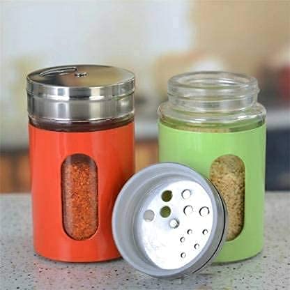 Random Color - 1 Piece Stainless Steel Cover Glass Salt & Pepper Mill With 3 Sized Holes, Spice Container, Salt Mill, Spice Bottle, Retro Spice Jar - Techmanistan in Pakistan