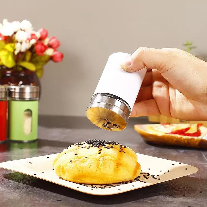 Random Color - 1 Piece Stainless Steel Cover Glass Salt & Pepper Mill With 3 Sized Holes, Spice Container, Salt Mill, Spice Bottle, Retro Spice Jar - Techmanistan in Pakistan