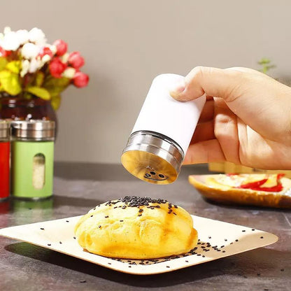 Random Color - 1 Piece Stainless Steel Cover Glass Salt & Pepper Mill With 3 Sized Holes, Spice Container, Salt Mill, Spice Bottle, Retro Spice Jar - Techmanistan in Pakistan