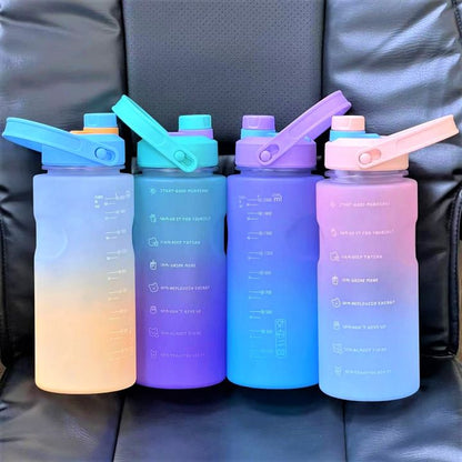 Random Color 2 Liter Multicolor Large Capacity Water Bottle With Motivational Quotes & Time Maker Instructions - Techmanistan in Pakistan