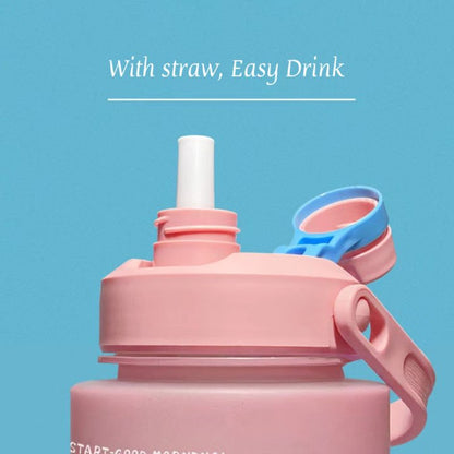 Random Color 2 Liter Multicolor Large Capacity Water Bottle With Motivational Quotes & Time Maker Instructions - Techmanistan in Pakistan