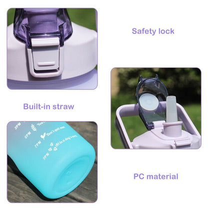 Random Color 2 Liter Multicolor Large Capacity Water Bottle With Motivational Quotes & Time Maker Instructions - Techmanistan in Pakistan