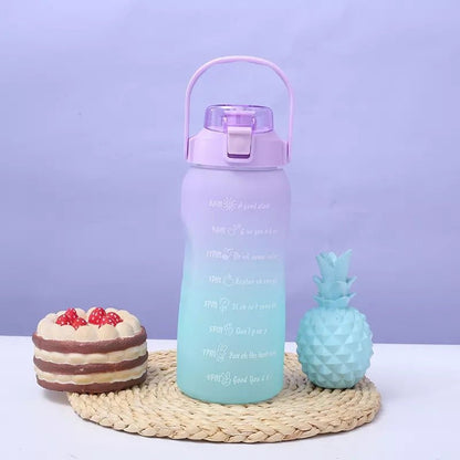 Random Color 2 Liter Multicolor Large Capacity Water Bottle With Motivational Quotes & Time Maker Instructions - Techmanistan in Pakistan