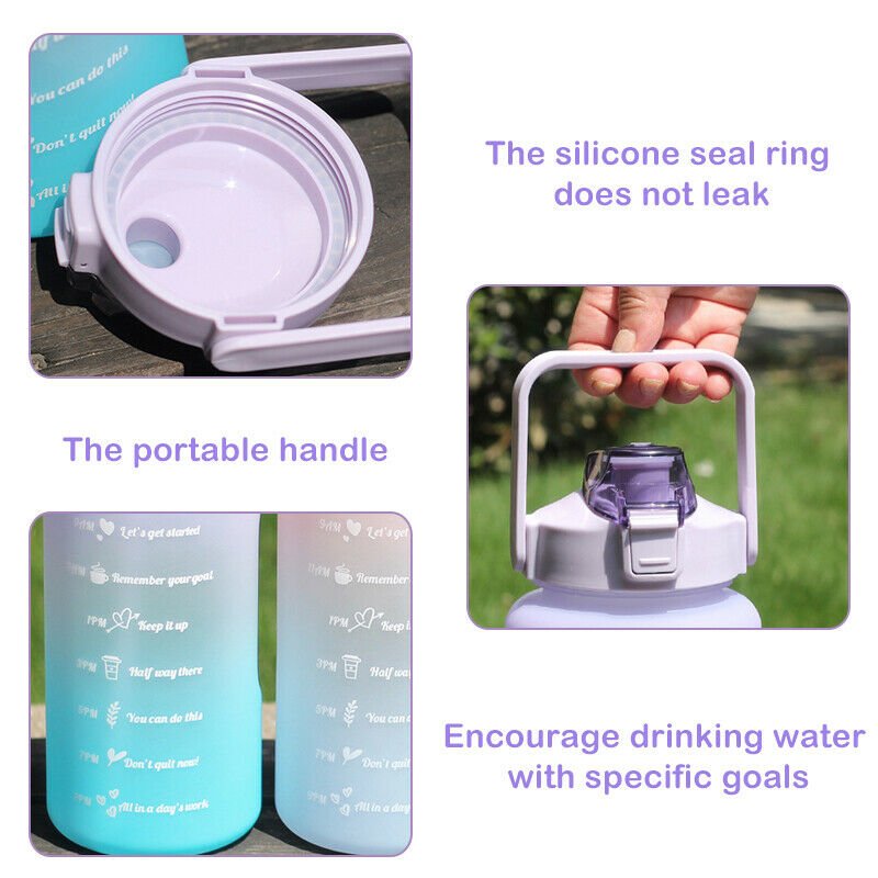 Random Color 2 Liter Multicolor Large Capacity Water Bottle With Motivational Quotes & Time Maker Instructions - Techmanistan in Pakistan