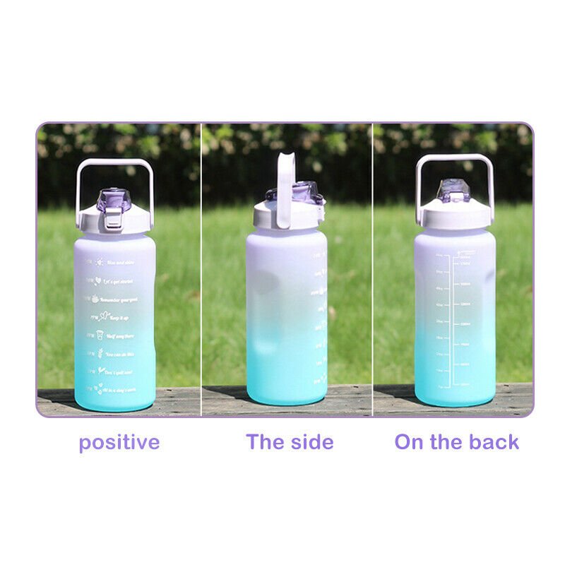 Random Color 2 Liter Multicolor Large Capacity Water Bottle With Motivational Quotes & Time Maker Instructions - Techmanistan in Pakistan