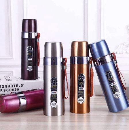 Random Color - 500ml Portable Durable Stainless Steel Vacuum Thermic Flask - Techmanistan in Pakistan
