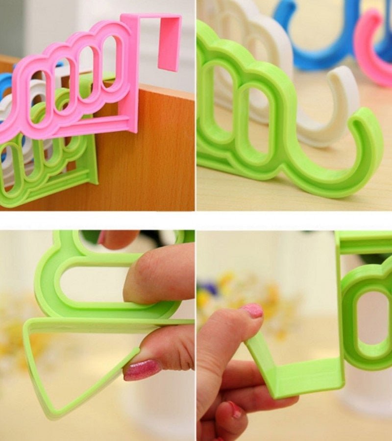 Random Color - Multifunctional Durable 4 Holes & 1 Hook Door Hanger, Shawls Hanger, Multi Hooks Hanger, Wardrobe Over Door Hanging Mini Plastic Hook Hanger, Towel Hanger - Techmanistan in Pakistan