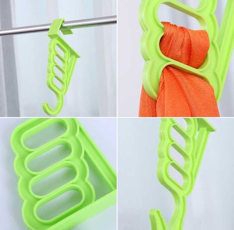 Random Color - Multifunctional Durable 4 Holes & 1 Hook Door Hanger, Shawls Hanger, Multi Hooks Hanger, Wardrobe Over Door Hanging Mini Plastic Hook Hanger, Towel Hanger - Techmanistan in Pakistan