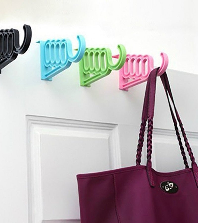 Random Color - Multifunctional Durable 4 Holes & 1 Hook Door Hanger, Shawls Hanger, Multi Hooks Hanger, Wardrobe Over Door Hanging Mini Plastic Hook Hanger, Towel Hanger - Techmanistan in Pakistan
