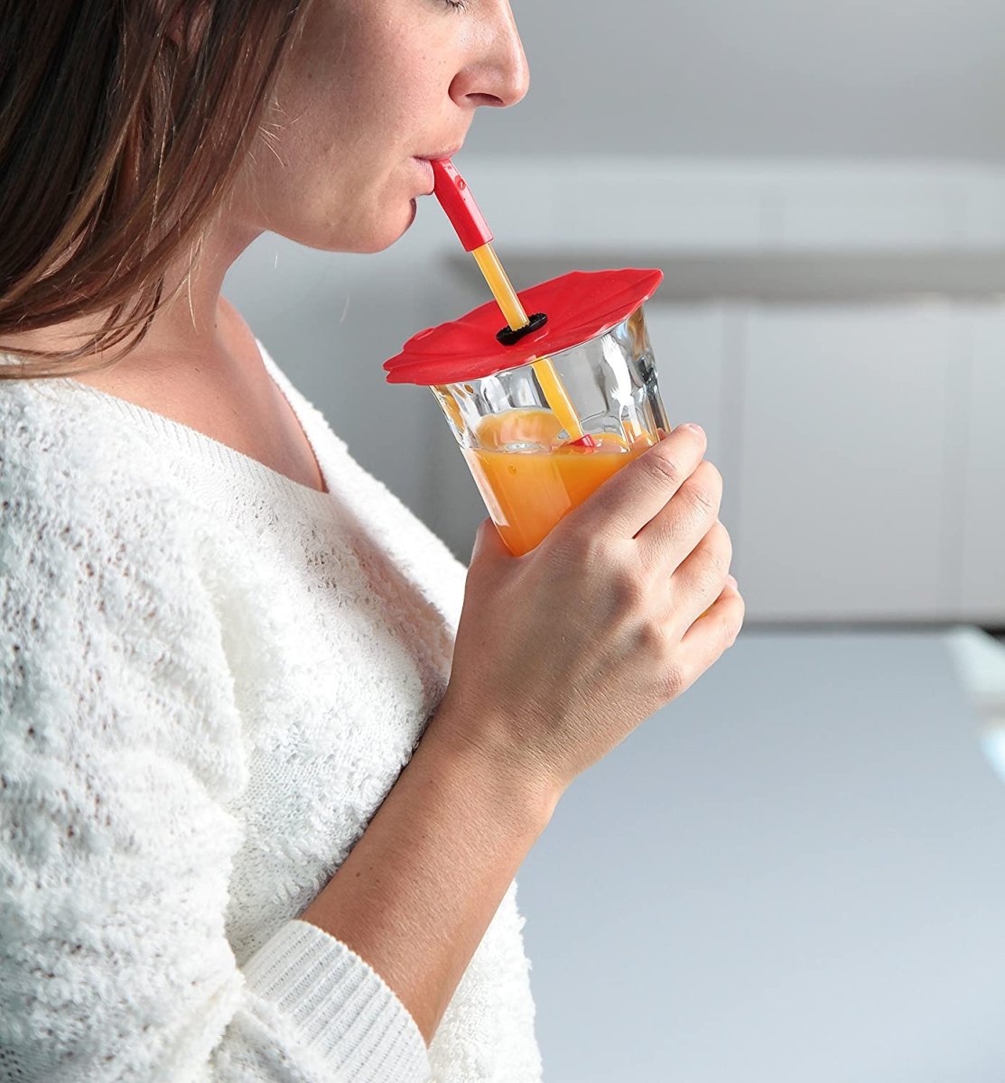 Random Color - Silicone Cover Sippers with Straws Set, 2 Pcs Cover & Sip Set, Silicone Sipper Set - Techmanistan in Pakistan